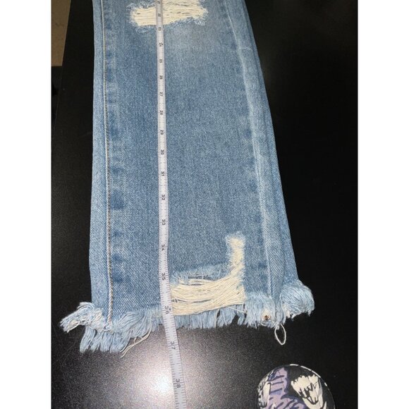 KANCAN New Distressed Raw Hem High Rise Mom Jeans size 5/26 - Picture 13 of 14